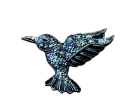 Vintage Hummingbird in Flight Pin Brooch Silver Tone &amp; Marcasite 1.75 Inches - £6.12 GBP