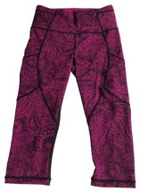 Lululemon Outrun 17&quot; Crop Leggings Purple Paisley Yoga Size 4 - $27.68