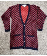 VINTAGE 80s Charlotte Neuville Med Cardigan Sweater Oversized 100% Wool ... - $48.02 CAD