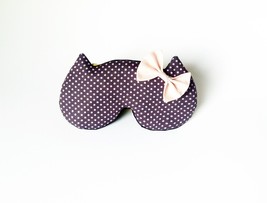Cat sleep mask, Girly Coquette, Pink bow women eye pillow, Polka dot Org... - £15.63 GBP