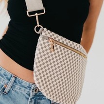 Grey and White Check Woven Crossbody Sling Bum Belt Bag - $1,091.21 MXN