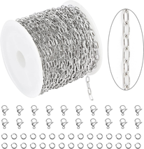 KYUNHOO 32.8 Feet 304 Stainless Steel Chain Bulk Silver Paperclip Chains for Jew - £17.62 GBP