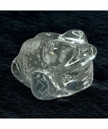 Handmade Art Glass Frog Paperweight Figurine Bullicante Clear Glass 3&quot; - $32.12 CAD