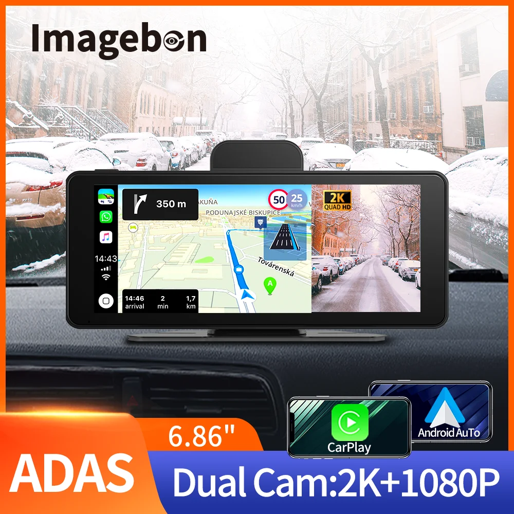Imagebon 6.86&quot; Wireless CarPlay Android Auto Dash Cam AUX Bluetooth FM Airplay - £70.39 GBP+