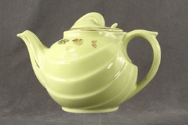 VINTAGE Kitchen HALL China Canary Yellow Parade Teapot 0799-SG Gold Oak Acorn - £36.13 GBP