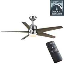 Hampton Bay Mena 54&quot; Color Changing LED Indoor/Outdoor Nickel Finish Ceiling Fan - £107.30 GBP