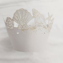 Seashell Ocean Vibe Cupcake Wrappers Party Decor Destination Wedding 48 ... - £7.93 GBP