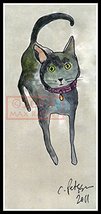 Gray Cat Stalking No. 4 Watercolor Sketch By (Listed Artist) Cathy Peterson 2013 - £33.90 GBP