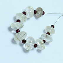 Natural Rutlle Smooth Rondelle Garnet Beads Briolette Loose Gemstone Jewelry - £5.38 GBP