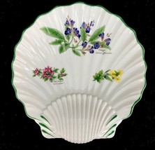 Royal Worcester Worcester Herbs Green Trim Botanical Shell Shaped Dish 8... - $33.63