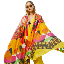 Anyyou 100% Mulberry Silk Butter Yellow Long Scarf Luxury Brand Women Be... - £71.54 GBP