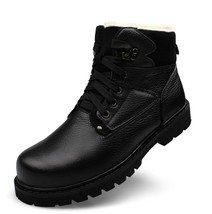 Natural Leather Men Boots Plus Size Winter Shoes Men High Quality Warm Snow Boot - £84.55 GBP