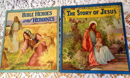 Story of Jesus and Bible Heroes and Heroines Cloth Like Books  1941 Saal... - $19.95