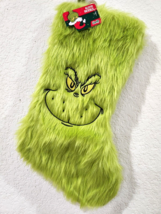 THE GRINCH FURRY GREEN CHRISTMAS STOCKING FAUX FUR DECOR - €23,61 EUR
