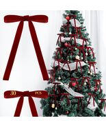 30pcs Velvet Bows for Christmas Tree Decorations,Twist tie velvet Burgundy - $18.99