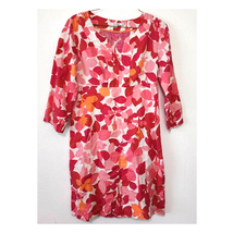 Boden Linen Leaf Print Pink Red Tunic Dress Size 2R - £55.15 GBP