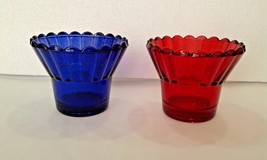 2 Pcs Set Lot Orthodox Vigil Oil Lamp Glass Cup 6.7cm - 2.6&quot; Red/Blue - £7.99 GBP