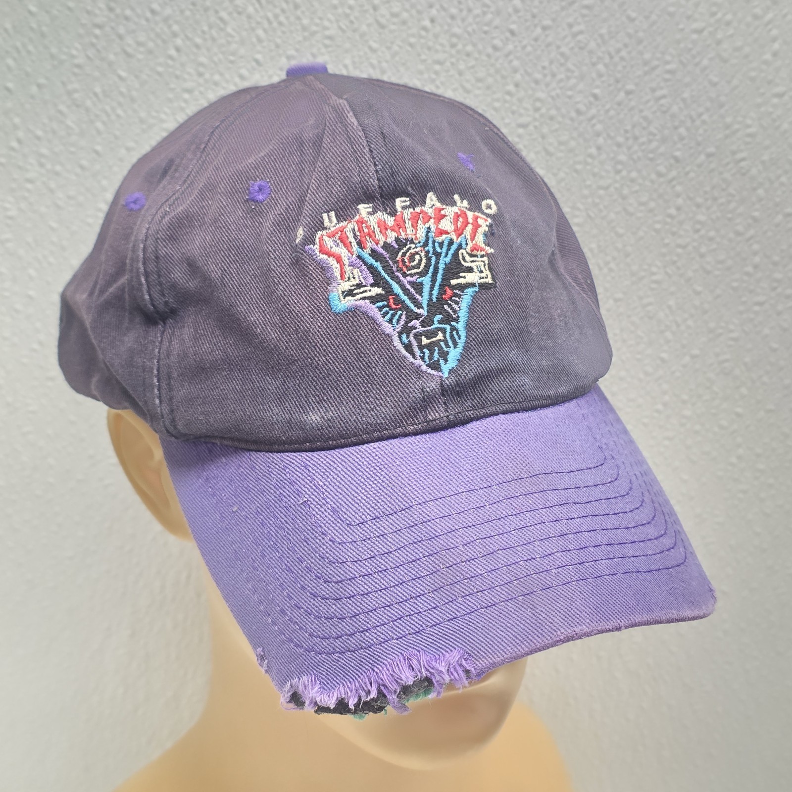 Vintage Buffalo Stampede Hat Black Purple Snapback RARE - Read - Damaged - $74.15