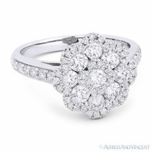1.27 ct Round Cut Diamond Pave Right-Hand Flower Fashion Ring in 18k White Gold - £3,417.91 GBP
