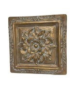 Ceramic Raised Gold colored Floral Relief Wall Decor 3D Vintage - £13.18 GBP