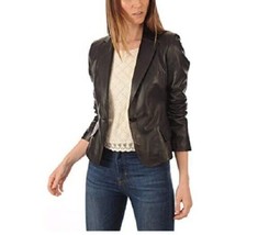 Leather Blazer Coat Jacket Women Lambskin Ladies Trench Biker Kim Fit Up... - £101.69 GBP