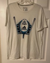 ADIDAS The Go To Performance White Tee With Football Graphic Men&#39;s Size ... - $13.98