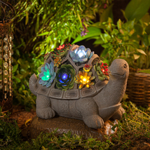 11.5&quot; Solar Garden Turtle Figurines Outdoor Decor with 7 LEDs for Patio Decor - £27.90 GBP