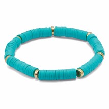 PalmBeach Jewelry Teal Beaded Stackable Goldtone Stretch Bracelet, 7&quot; - £10.23 GBP