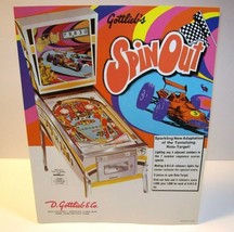 Spin Out Pinball FLYER Original NOS 1975 Game Artwork Retro Racing Vintage - £31.46 GBP