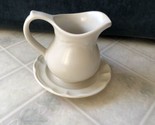Pfaltzgraff Solid Ivory Small Gravy Creamer Pitcher with Plate Farmhouse - £17.29 GBP
