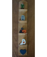 Hand Painted front and back Wood HALLOWEEN  Miniatures and SHELF New - £7.84 GBP