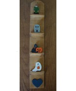 Hand Painted front and back Wood HALLOWEEN  Miniatures and SHELF New - £7.51 GBP