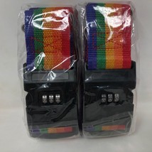 NIP Rainbow Colored Triple -Combination Luggage Straps Travel Baggage Co... - £19.35 GBP