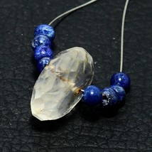 Crystal Quartz Faceted Rondelle Lapis Lazuli Beads Natural Loose Gemstone - £2.09 GBP