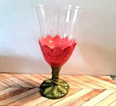 222 Fifth Red Dahlia Goblet Wine Drinking Glass Large 16 oz Flower - £22.05 GBP