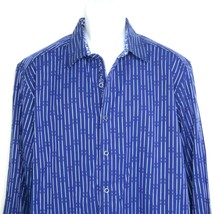 Robert Graham Navy/Royal Blue Striped Shirt Men&#39;s Long Sleeve Size XL - £28.18 GBP
