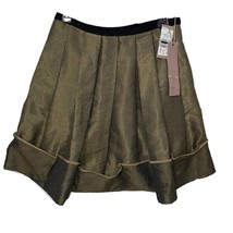 Max Azria Metallic Antique Gold Woven Pleated Cocktail Skirt Womens 2 NEW - £27.97 GBP