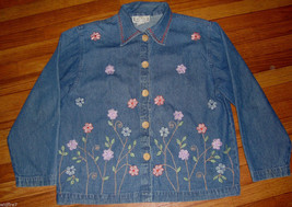 SARA STUDIO  Cotton Blue Jean  EMBROIDERED  Denim  Jean Jacket sz  S   N... - £3.95 GBP