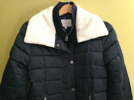 NWT Lucky Brand Navy Blue Faux Shearling Quilted Winter Coat Jacket L $259 - £128.45 GBP