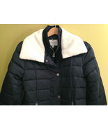 NWT Lucky Brand Navy Blue Faux Shearling Quilted Winter Coat Jacket L $259 - $163.35