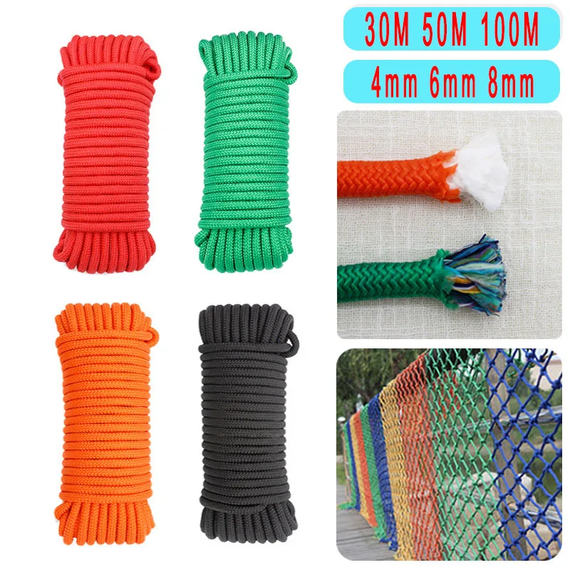 4-8mm Outdoor Colorful Nylon Hand-Woven Rope Tent Canopy Wind Rope Clothesline - £17.65 GBP+