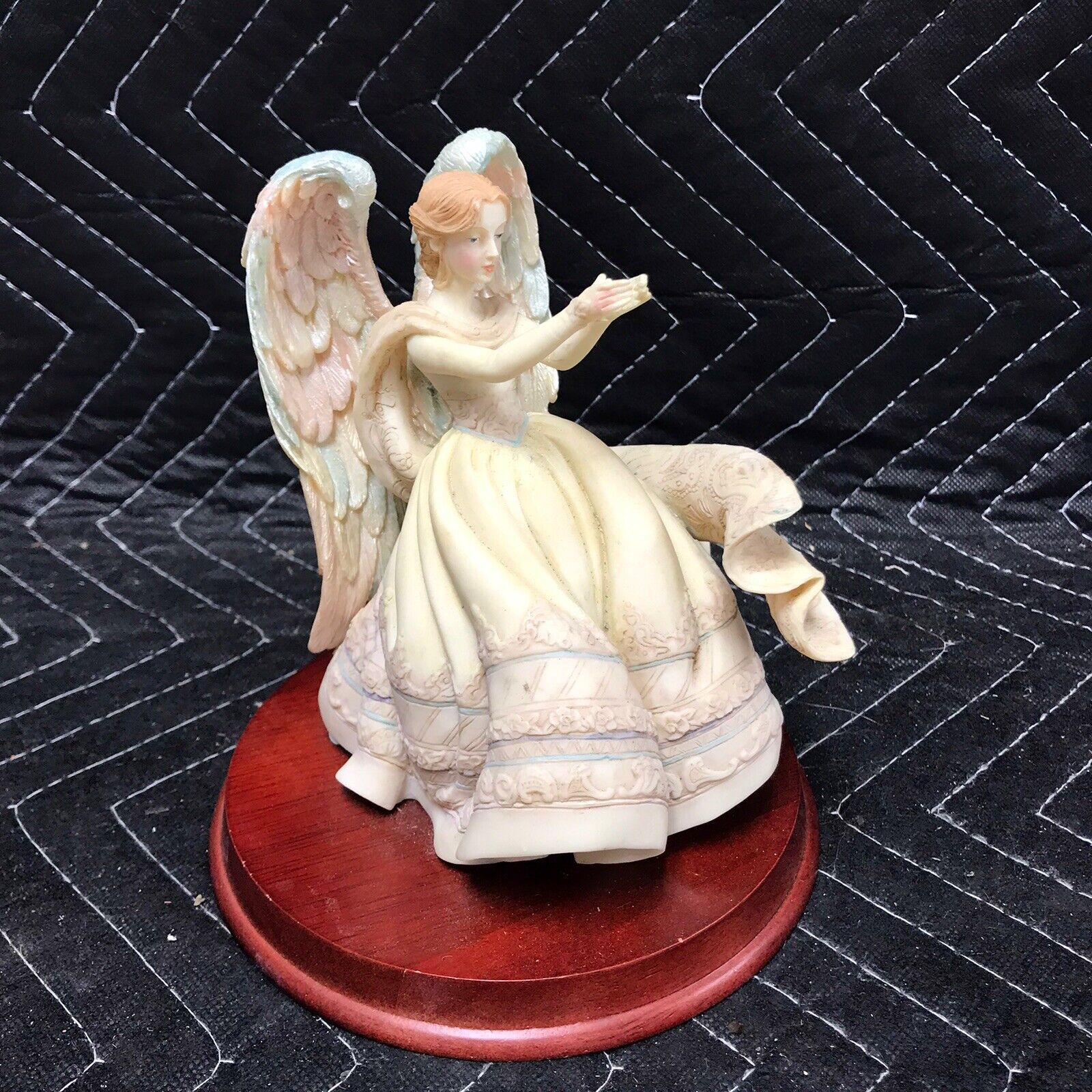 Angel On Wood Stand 1996 Enesco~Angel with Feather and Wings - $8.91