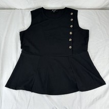 Lily Morgan Peplum Style Shirt Top Sleeveless Sz XL Stretch Black Button... - $26.72