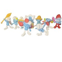 McDonalds Smurfs Lot of 9 Happy Meal Toys Figures Smurfette Papa Hefty - $16.44