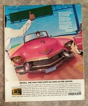 Vintage 1986 Maxell Cassette Aretha Franklin Pink Cadillac Full Page Original Ad - $5.98