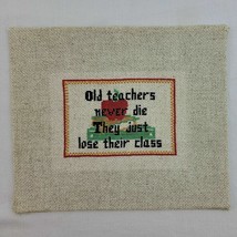 Teacher Embroidery Finished Gag Gift Class Retirement Gold Red Finished Vtg - £7.04 GBP