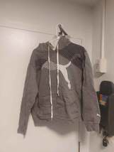 Puma Sport Lifestyle gray Pullover Sweatshirt with Hoodie L Large front ... - $9.99