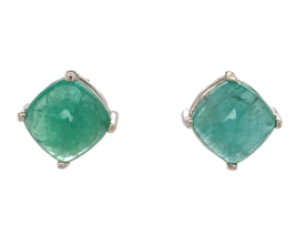14k White Gold 4.62 Carat TW Sugarloaf Cut Genuine Emerald Stud Earrings... - $1,475.10