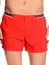 Moschino Swim Red Authentic Cotton Shorts Black Belt Logo Size Us 38 Eu 54 New - £73.29 GBP