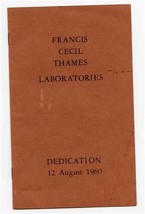 Dedication Booklet Francis Cecil Thames Laboratories US Naval Propellant... - £22.15 GBP